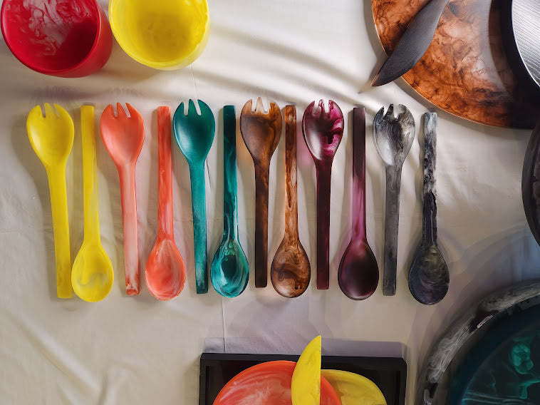 Pairs of serving spoons by Butter and Bright