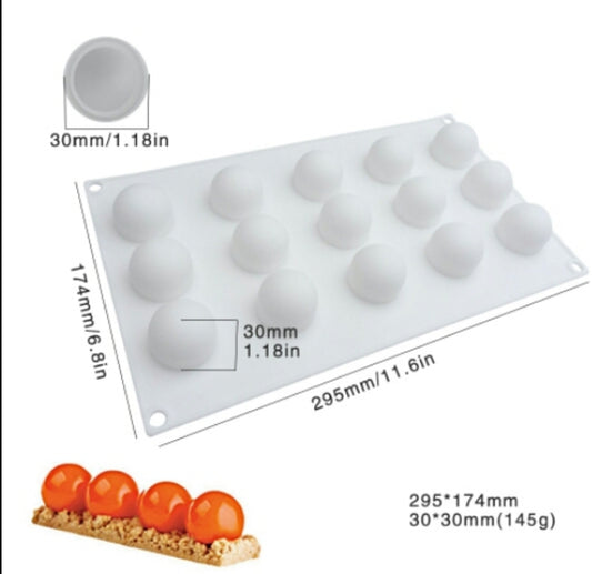 Silicone Truffle/ Sphere Mould, 15 Cavity